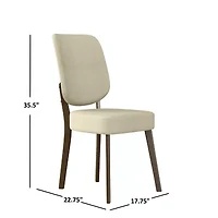 Breuer Mid-Century Modern Armless Dining Chairs Linen -Set of 2
