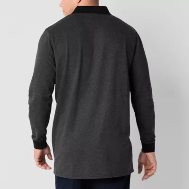 mutual weave Big and Tall Mens Classic Fit Long Sleeve Polo Shirt