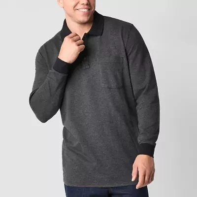 mutual weave Big and Tall Mens Classic Fit Long Sleeve Polo Shirt