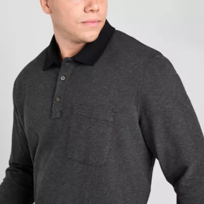 mutual weave Big and Tall Mens Classic Fit Long Sleeve Polo Shirt