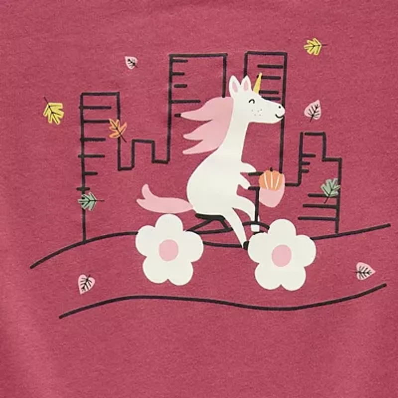 Okie Dokie Toddler & Little Girls Round Neck Long Sleeve Regular Fit Graphic T-Shirt