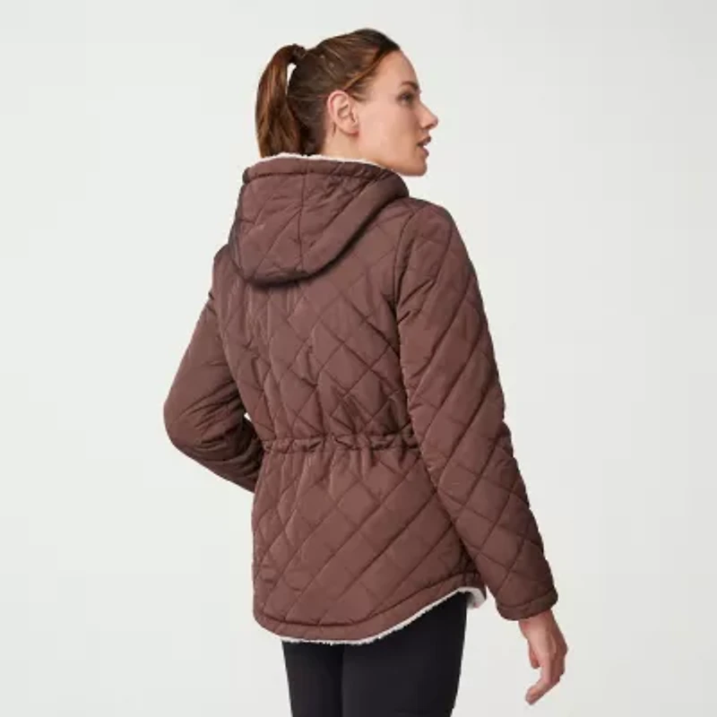 Free Country Womens Hooded Reversible Midweight Quilted Jacket