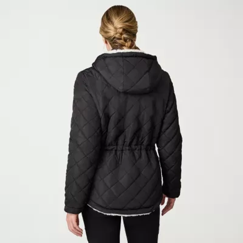 Free Country Womens Hooded Reversible Midweight Quilted Jacket