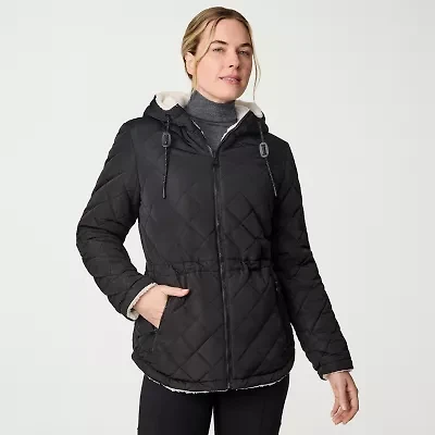 Free Country Womens Hooded Reversible Midweight Quilted Jacket
