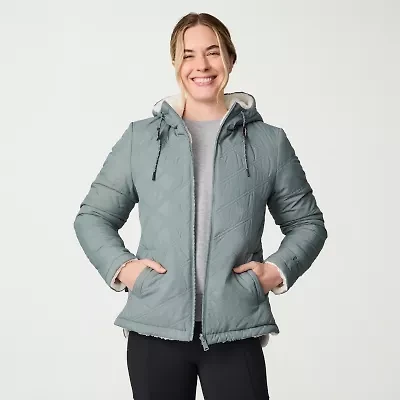 Free Country Womens Hooded Reversible Midweight Quilted Jacket