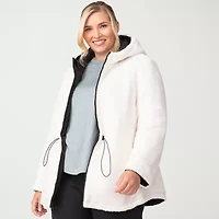 Free Country Womens Hooded Reversible Easy-on + Easy-off Midweight Plus Quilted Jacket