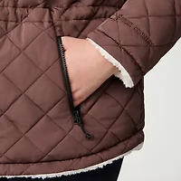 Free Country Womens Plus Hooded Reversible Midweight Quilted Jacket