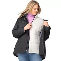 Free Country Womens Plus Hooded Water Resistant Wind Heavyweight System Jacket