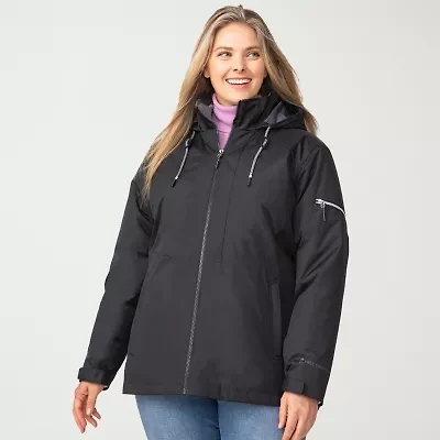 Free Country Womens Plus Hooded Water Resistant Wind Heavyweight System Jacket