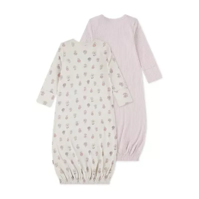 Huggies Baby Girls Rib Crew Neck Long Sleeve 2-pc. Nightgown