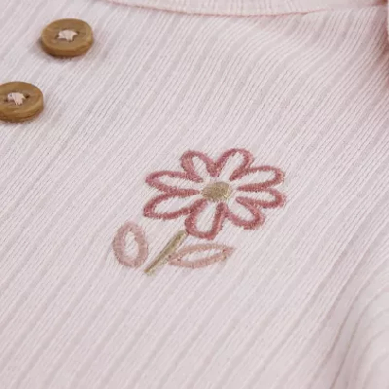 Huggies Baby Girls Rib Crew Neck Long Sleeve 2-pc. Nightgown