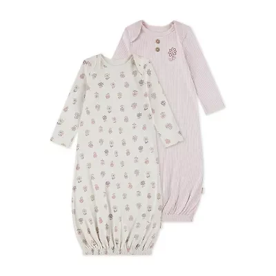 Huggies Baby Girls Rib Crew Neck Long Sleeve 2-pc. Nightgown