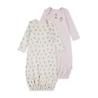 Huggies Baby Girls Rib Crew Neck Long Sleeve 2-pc. Nightgown