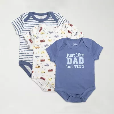Baby Essentials Boys Crew Neck Short Sleeve 3-pc. Bodysuit