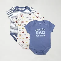 Baby Essentials Boys Crew Neck Short Sleeve 3-pc. Bodysuit