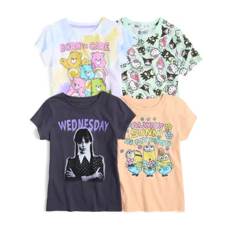 Little & Big Kid Girls Crew Neck Short Sleeve Regular Fit Wednesday Addams Graphic T-Shirt