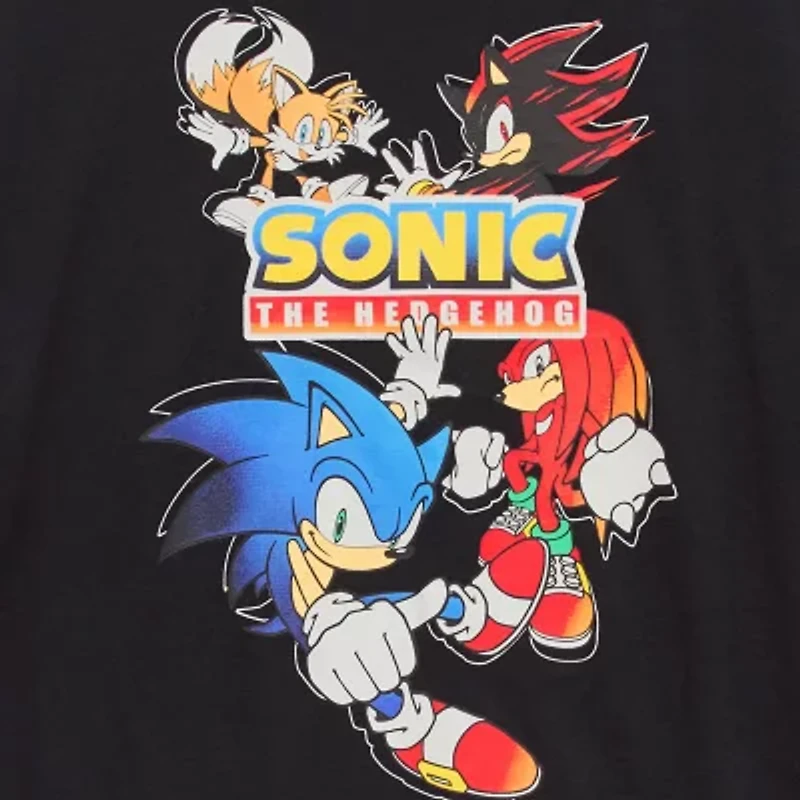 Little & Big Kid Boys Crew Neck Long Sleeve Regular Fit Sonic the Hedgehog Graphic T-Shirt