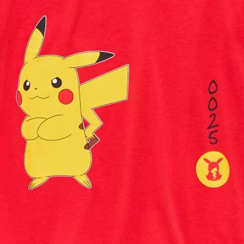 Pikachu Little & Big Kid Boys Crew Neck Long Sleeve Regular Fit Pokeman Graphic T-Shirt