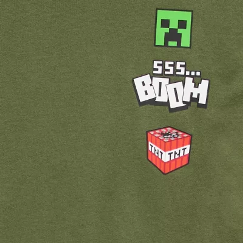 Little & Big Kid Boys Crew Neck Long Sleeve Regular Fit Minecraft Graphic T-Shirt