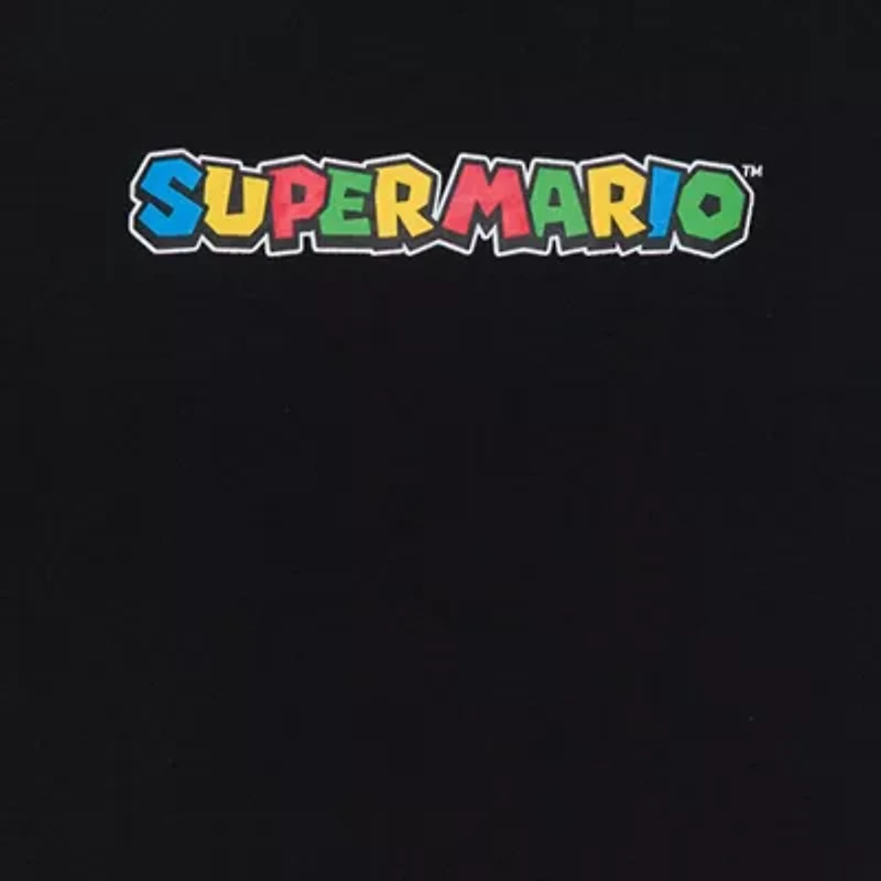Little & Big Kid Boys Crew Neck Long Sleeve Regular Fit Super Mario Graphic T-Shirt