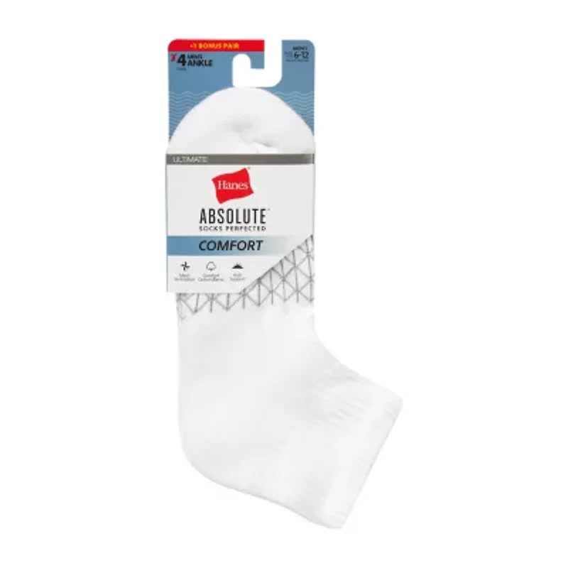 Hanes® Men's Ultimate Absolute Comfort, 3+1 Bonus Pack, Ankle Socks