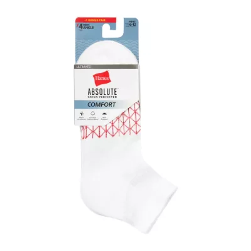 Hanes® Men's Ultimate Absolute Comfort, 3+1 Bonus Pack, Ankle Socks