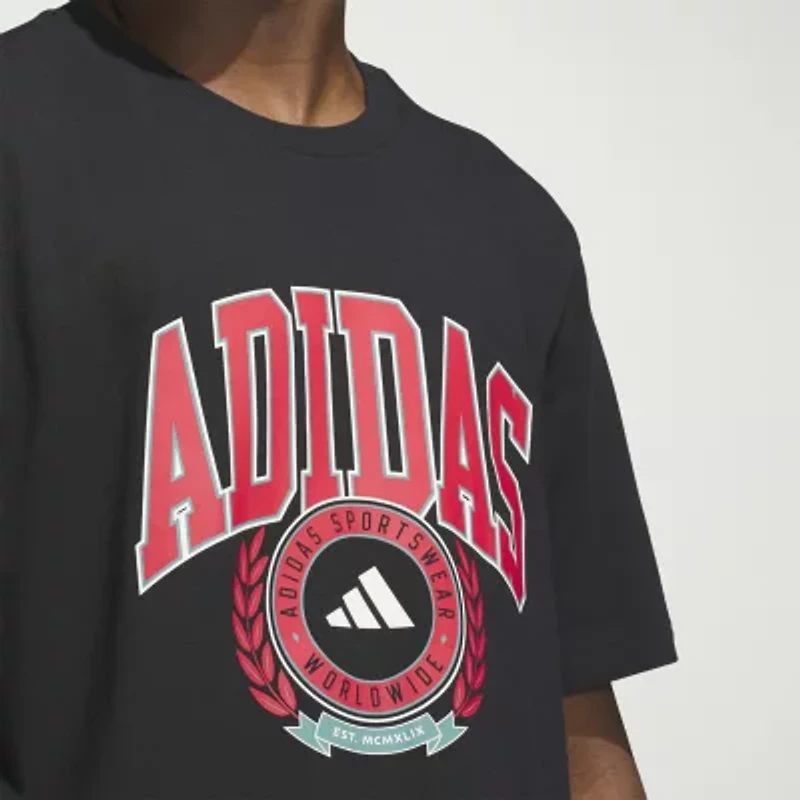 adidas Mens Crew Neck Short Sleeve Graphic T-Shirt
