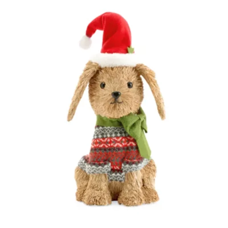 Martha Stewart Sisal Sitting Dog Christmas Tabletop Decor