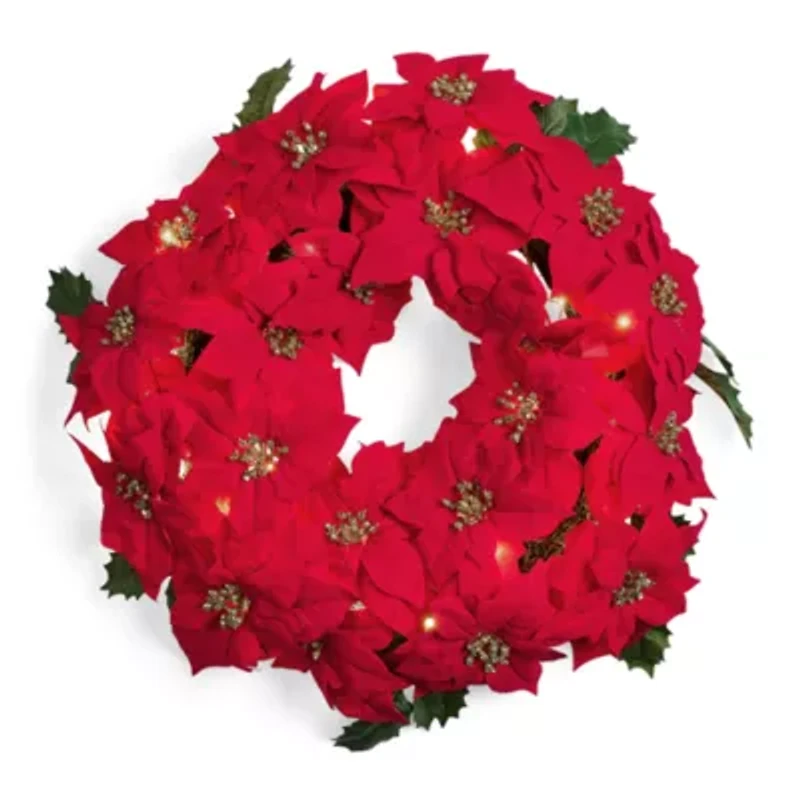 North Pole Trading Co. Red Poinsettia Wreath