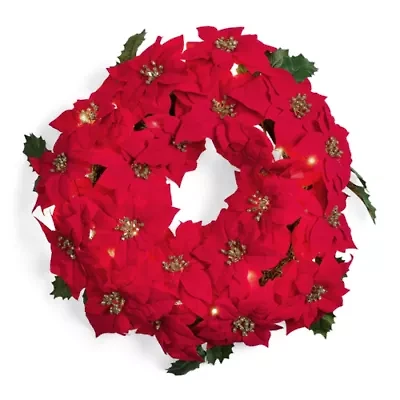 North Pole Trading Co. Red Poinsettia Wreath