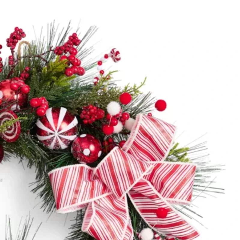 North Pole Trading Co. Red White Candy Wreath