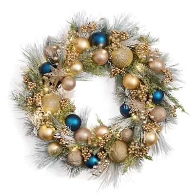 North Pole Trading Co. Gold And Navy North Star Wreath