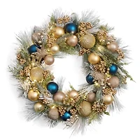North Pole Trading Co. Gold And Navy North Star Wreath