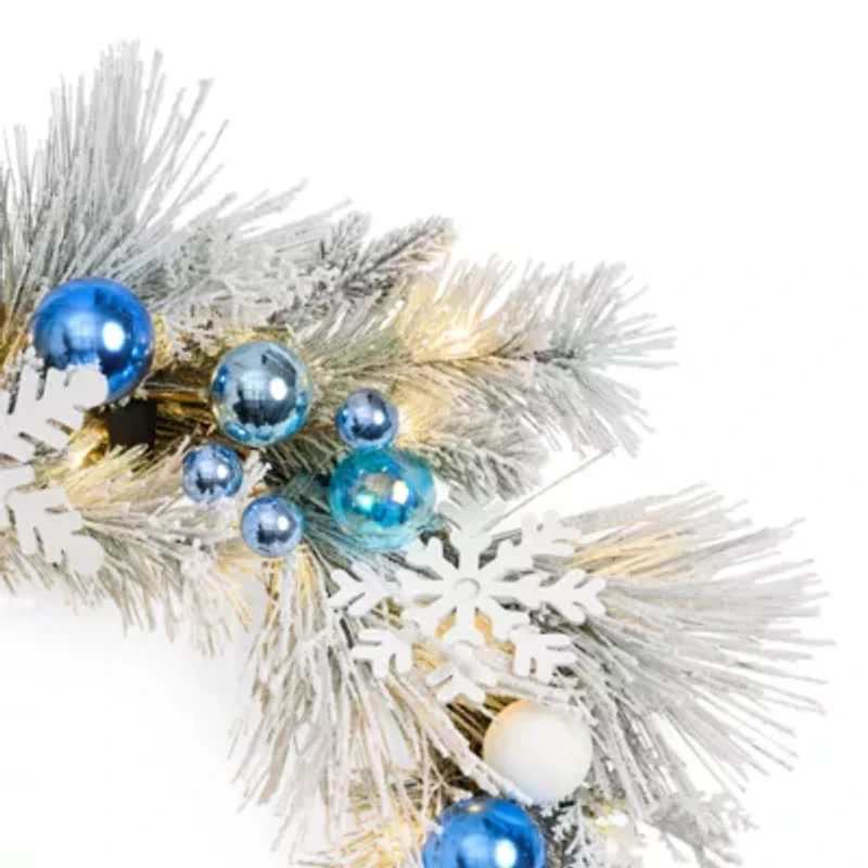 North Pole Trading Co. Flocked Snowflake Wreath
