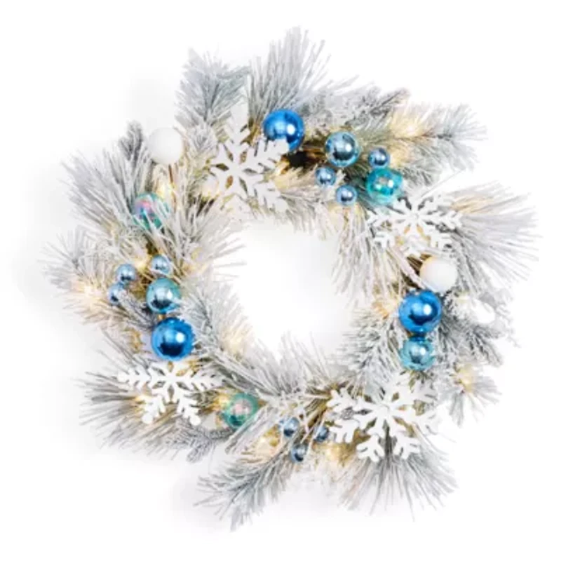 North Pole Trading Co. Flocked Snowflake Wreath