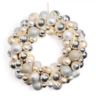 North Pole Trading Co. Gold Ornament Wreath