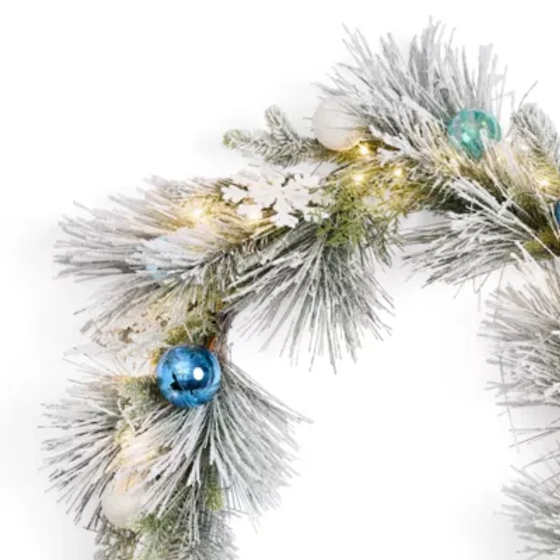 North Pole Trading Co. White Blue Christmas Indoor Garland