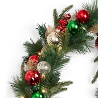 North Pole Trading Co. Red Gold Ornament Christmas Indoor Garland