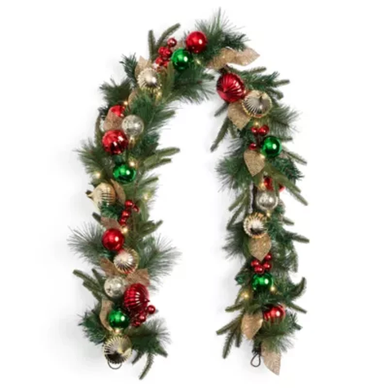 North Pole Trading Co. Red Gold Ornament Christmas Indoor Garland