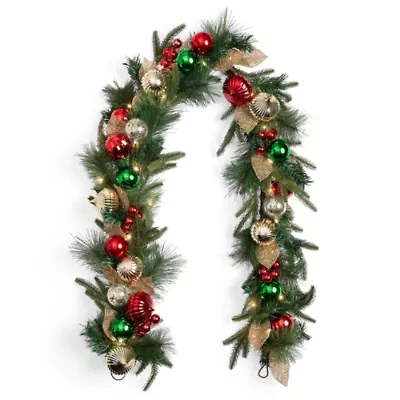 North Pole Trading Co. Red Gold Ornament Christmas Indoor Garland