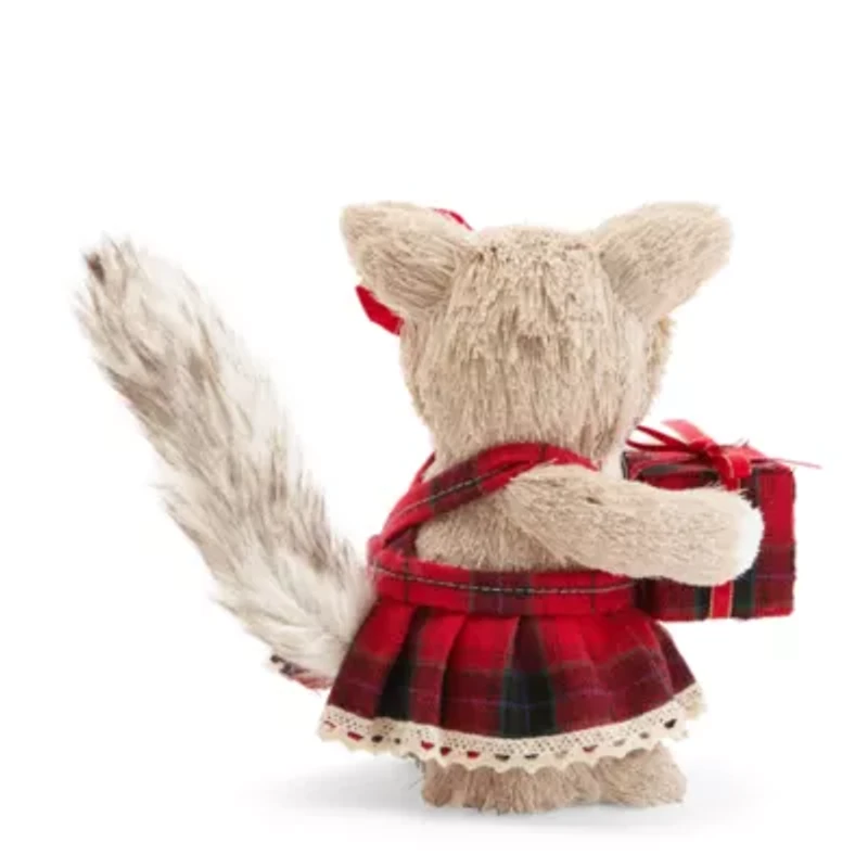 North Pole Trading Co. Sisal Girl Fox Christmas Tabletop Decor