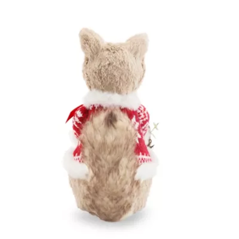 North Pole Trading Co. Sisal Fox Christmas Tabletop Decor