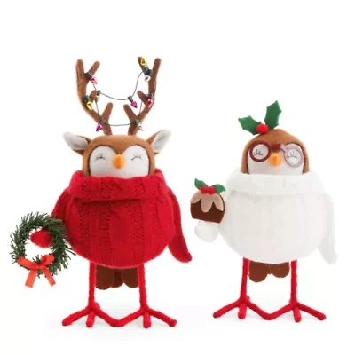 North Pole Trading Co. Reindeer And Figgy Pudding Bird Set 2-pc. Christmas Tabletop Decor
