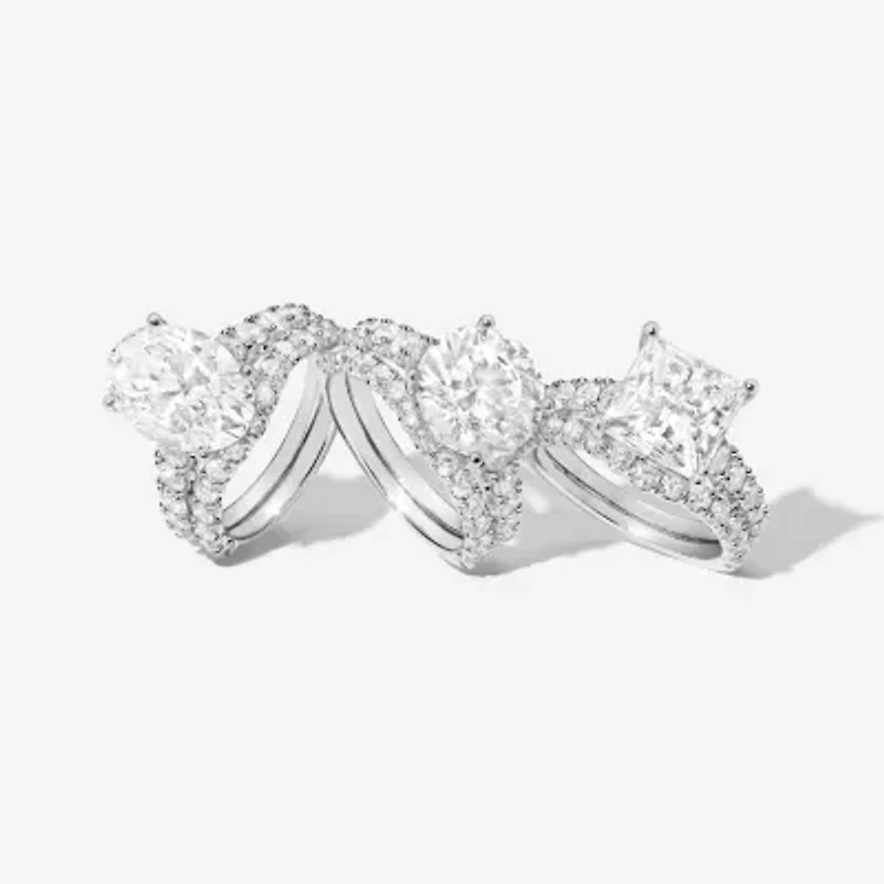 Grown Gorgeous (F,Vs2) Womens / Ct. T.W. Lab White Diamond 14K Gold or Platinum Oval Side Stone Bridal Set