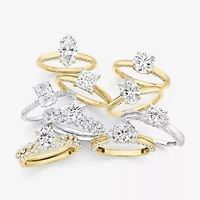 (G / Si2) Womens 1 1/3 CT. T.W. Lab Grown White Diamond 10K Gold Round Side Stone Engagement Ring