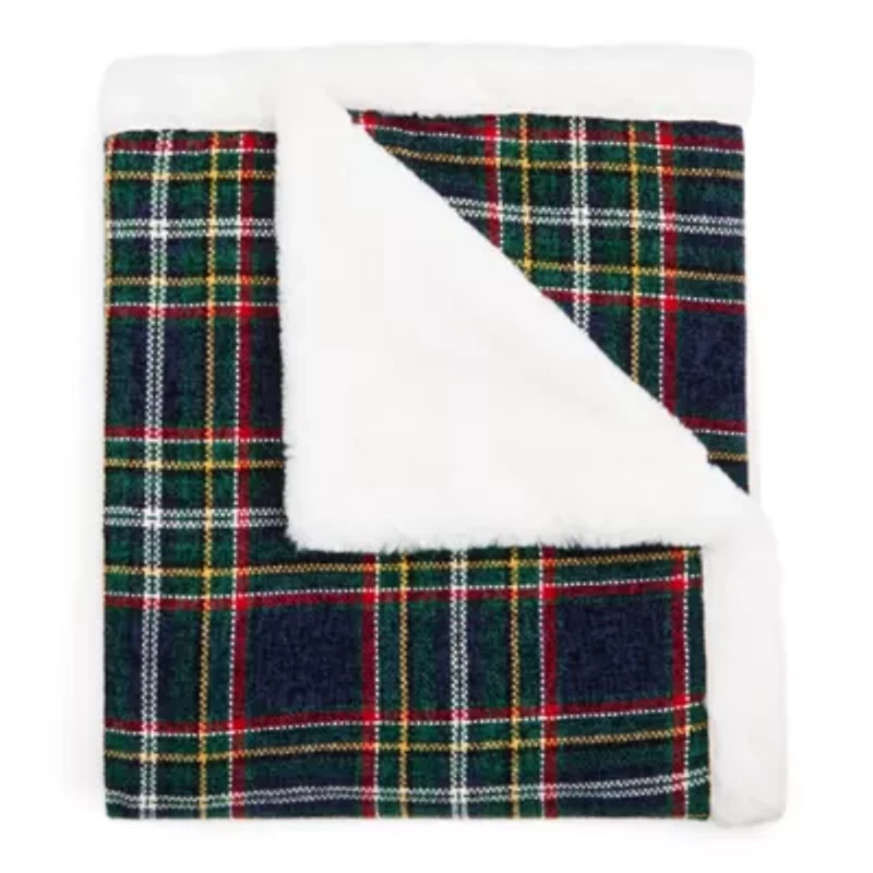 North Pole Trading Co. Chenille Plaid Throw