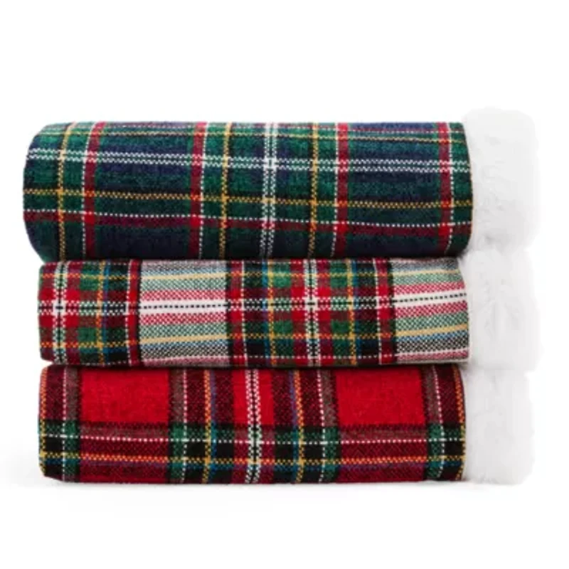 North Pole Trading Co. Chenille Plaid Throw