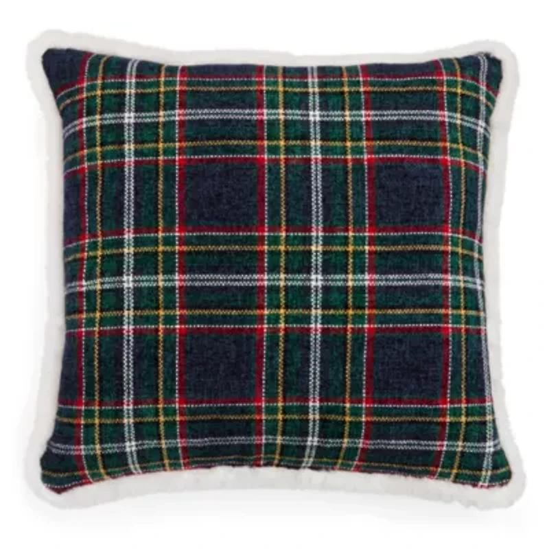 North Pole Trading Co. Chenille Plaid 22x22 Throw Pillow