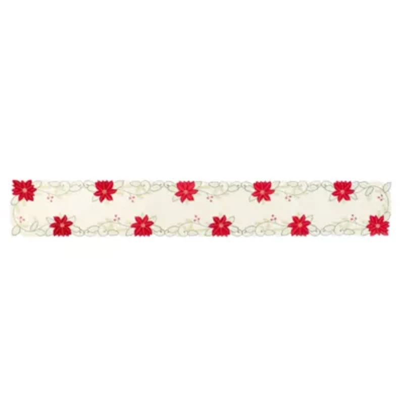 Homewear White Poinsietta Table Runner