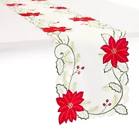 Homewear White Poinsietta Table Runner